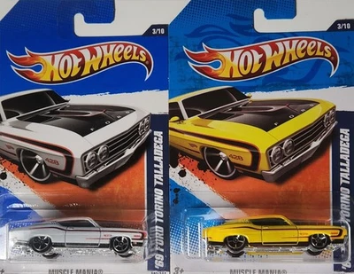 2011 Hot Wheels 69 Ford Torino Talladega Muscle Mania 3/10 White Yellow Bundle - Image 1 of 3