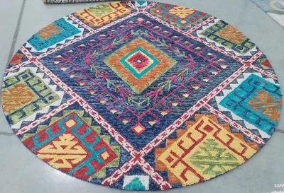 BLUE / MULTI 7'-0" x 7'-0" Back Stain Rug, Reduced Price 1172791068 APN516M-7R - Image 1 of 4