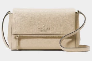 Kate Spade Leila Mini Zip Crossbody Bag Beige Leather Purse KE487 NWT $329 - Picture 1 of 5