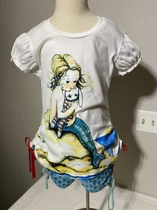 Paper Wings Girls Mermaid Tee, Pink Skirt, Seahorse Shorts And Pink Shorts Sz 7 - Picture 1 of 14
