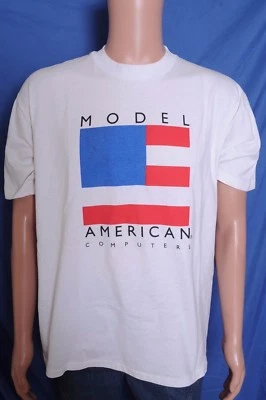 Camiseta De Colección Años 90 Modelo American Computers Blanca Publicidad Hecha en EE. UU. L Foto 1 de 3