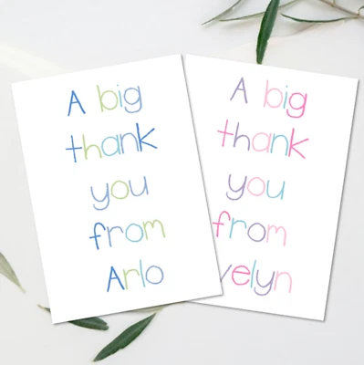 DAYDREAMING DAISY Personalised Girl/Children's/Kids ~ Folded THANK YOU Cards ~ Crayon