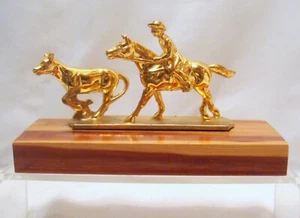 #12 CABALLO DE CORTE DE RODEO DE METAL VINTAGE DORADO, CABALLOS DE CARRERAS OCCIDENTALES DORADOS - Imagen 1 de 5