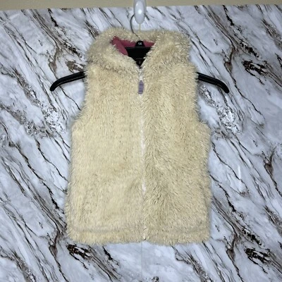 Chaleco Mini Boden Niñas Talla 4-5 Y Marfil Imitación Piel Cremallera Difusa, Bolsillos Forrados con Capucha Foto 1 de 4