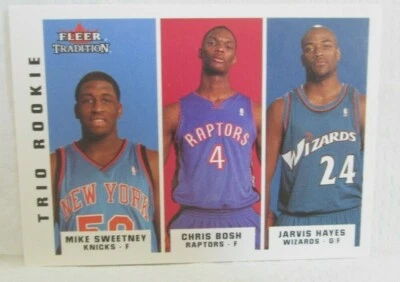 Tarjeta de novato Chris Bosh/Sweetney/Hayes RC 2003-2004 ¡Fleer Tradition! Raptors F RC Foto 1 de 2