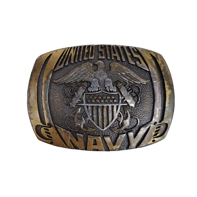 Hebilla de cinturón vintage 1980 artesanal de metal Indiana de la Marina de los Estados Unidos Foto 1 de 4