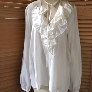 Emilio Pucci Blouse Womens SIze 10 / 40 Ruffled 100% Silk V-Neck Top NWOT - Picture 1 of 5
