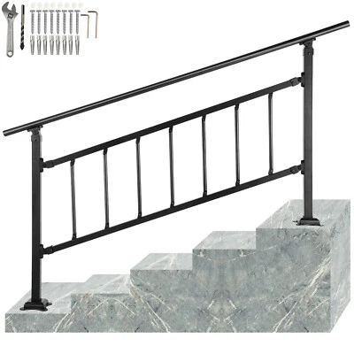 VEVOR Kit Main Courante Rampe d'Escalier Fer 1-4 Marches Extérieur avec Barres
