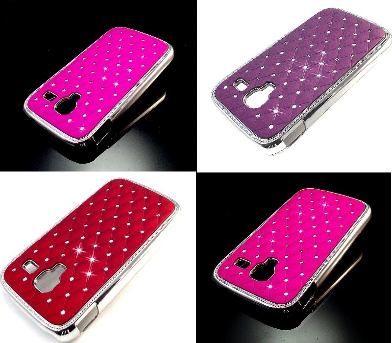 Hard Back Case Cover Diamond Gem Stone Chrome Edge Bling for Apple Samsung Sony - Image 1 of 1