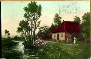 Letonia 1925 postal de saludo para Ligo con máquina y cancelaciones Sloka y Riga2 - Imagen 1 de 2