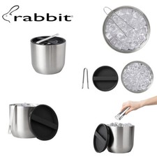 Rabbit R4-11110 Twist to Lock Ice Bucket, Stainless Steel, Black 96 fl oz/ 2.83L