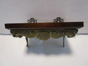 Vintage asiatisches Messing & Holz Wandregal Wandleuchter Teller Display 9" WT 1980er - Bild 1 von 11