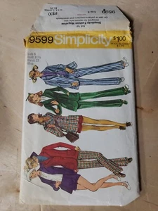 VINTAGE SIMPLICITY GIRLS JACKET SHORTS PANTS PATTERN 9599 SIZE 8 Cut - Picture 1 of 5