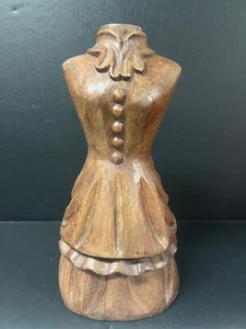 CARVED WOOD PAPER MACHE MOLD/SCULPTURE OF FEMALE MANNEQUIN - DRESS FORM #926 - Picture 1 of 10