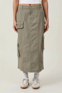 Cotton:On Women's Hayden Utility Maxi Skirt Woodland Green Size 10 NEW WITH TAGS - Picture 1 of 5