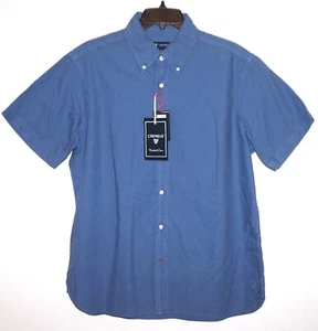 Daniel Cremieux Short Sleeve Shirt Large 100% Cotton Med Blue Solid NWT (DSS442) - Picture 1 of 2