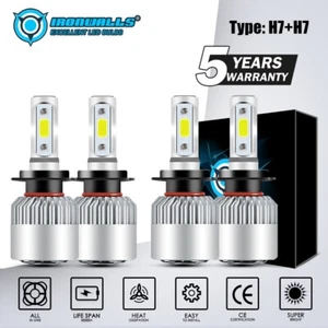 4x Kit de bombillas combinadas de faros LED COB H7 haz alto + bajo 6000K blanco súper brillante - Imagen 1 de 12