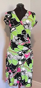 Joseph Ribkoff Größe 10 Faux Wickelkleid bunt Blumen Kurzarm mehrfarbig - Bild 1 von 5