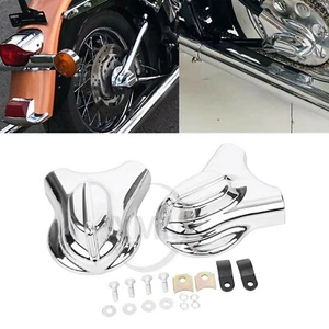 Chrome Rear Phantom Swingarm Axle Covers For Harley Heritage Softail 08-17 FLSTC - Picture 1 of 12