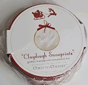 Claydough Snowprints Glitter Handprint Ornament Kit With Wooden Ring And Candy - Picture 1 of 3