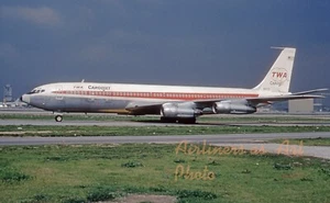 TWA Boeing 707-331C N15713 a Los Angeles nel 1971 stampa a colori 8"x12" - Foto 1 di 1