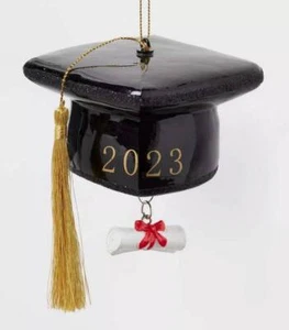 2023 GRADUATE~GRADUATION DIPLOMA~CAP~ORNAMENT~BLOWN GLASS~NEW - Picture 1 of 4