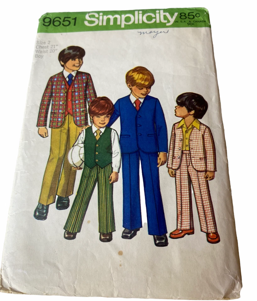 9651 Vintage Simplicity Patrón COSTURA Niños Chaqueta Pantalones Chaleco Reversible Talla 2 Foto 1 de 1