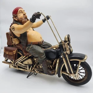 Fat Biker Resin Statue by Allan Agohob Harley Type VTG Chopper Motorcycle READ - Picture 1 of 16