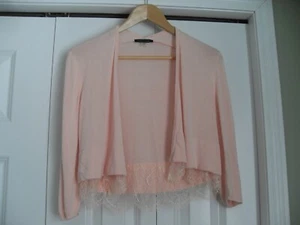 Tommy Hilfiger Girls Pink Open Front Sweater With Lace Trim Size Medium Soft - Picture 1 of 4