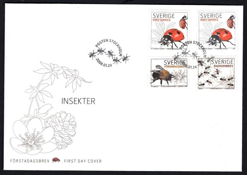 Sweden 2008 insects - butterflies - animals - nature MNH FDC . - Image 1 of 1
