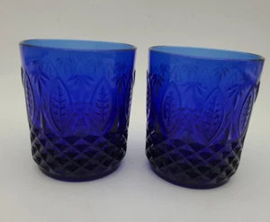 Set 2 Avon Royal Sapphire Cobalt Blue Old Fashion Glasses 10 Oz - Picture 1 of 10