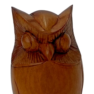 Owl 3.5in High x 2.5in Long x 2in Wide Made Of Carved Wood Made In Indonesia - Picture 1 of 9