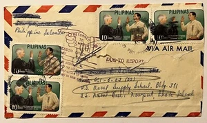 1963 PHILIPPINES RETURNED COVER SENT TO U.S. NAVAL BASE NEWPORT RHODE ISLAND - Picture 1 of 5