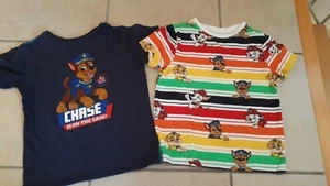 Set 2 x T-Shirt Pulli mit Paw Patrol Gr. 110/122 blau bunt gestreift Chase Hund - Bild 1 von 10