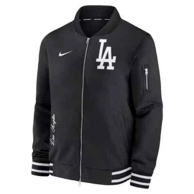 Jaqueta Bombardeiro Masculina Los Angeles Dodgers Nike Coleção Autêntica Zíper Completo MLB - Imagem 1 de 3