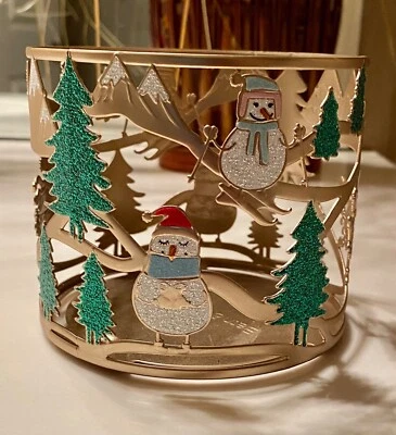 Raro Candelabro Bath&Body Works Critters Pingüino, Muñeco de Nieve, Escena de Invierno 3 MECHAS Foto 1 de 4