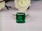 925 Sterling Silver Lab Created Emerald Engagement Ring, Wedding Emerald Ring 15