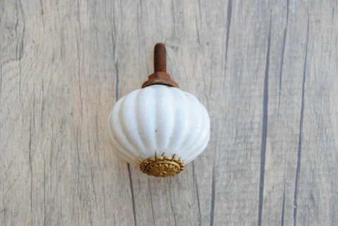 Vtg victorian large white ceramic hollow door drawer cupboard knob handle pull Cover