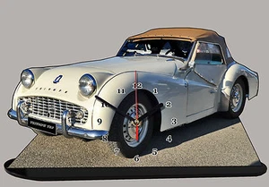 MODEL CARS, TRIUMPH TR3-03, car passenger, 11,8x 7,8 inches  with Clock - Picture 1 of 1
