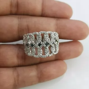 1.19 Ct Natural White Blue Round Diamond lace Wedding Ring 925 Sterling Silver - Picture 1 of 9