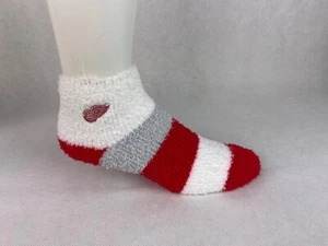 Detroit Red Wings Hockey Red, Gray, & White Striped Fuzzy Socks - Picture 1 of 1