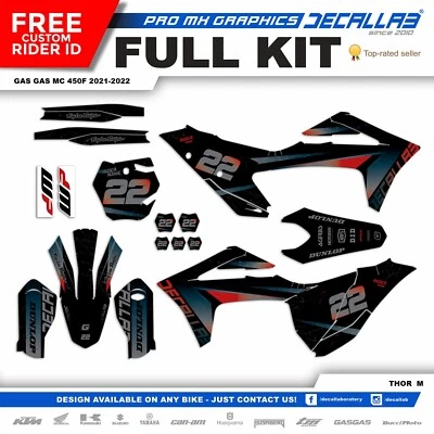 GAS GAS MC 450F 2021 - 2022 MX Graphic Kit Decallab WHITE / CHROME / HOLOGRAPHIC - Image 1 of 4
