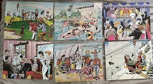 Rare 6 Vtg Warner COMIC ART Cartoon Drawing Lithos Prints Golf Gamble Smoking ++ - Picture 1 of 14