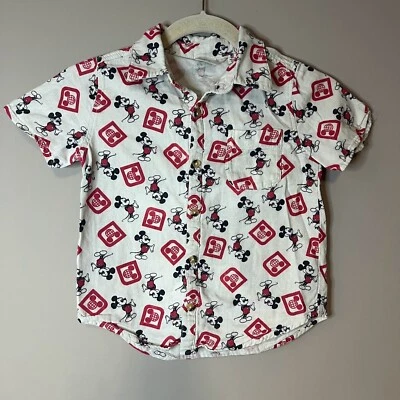 Disney Parks Forever By Junk Food Retro Mickey Mouse Button Up Shirt Boys Small - Image 1 of 4