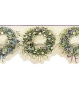 Vtg Calico Wreath Wallpaper Border FAM65073B Chesapeake Wallcovering Lot Of 3 - Picture 1 of 5