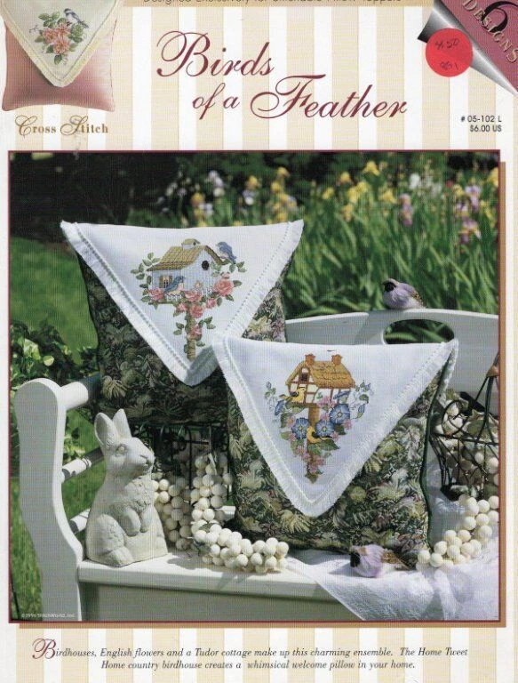 STITCHWORLD CROSS STITCH BIRDS OF A FEATHER PILLOW TOPPERS PATTERN - Image 1 of 1