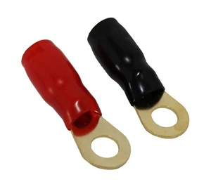 Pair of 4 AWG 5/16 Gold Plated Battery Wire Welding Cable Lug Ring Terminals - Picture 1 of 1