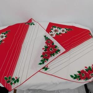 2 Servilletas de Navidad de Lino Tejido de Sol Rojo Blanco Verde Cuadradas 16.5"x16.5" - Imagen 1 de 7