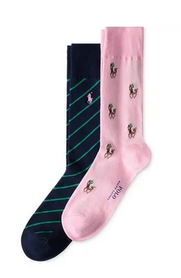 Polo Ralph Lauren Hombre 2-Pk. Paquete de 2 calcetines holgados de punto para pony EE. UU. 10-13 rosa/multi Foto 1 de 3