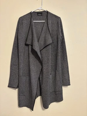 Cárdigan largo drapeado delantero abierto Zara tejido para mujer M gris carrera bolsillos Foto 1 de 4